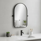 Black Arch Metal Swivel Framed Accent Mirror - 32-inch