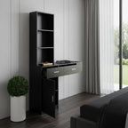 Black Wood Mirrored Two Drawer Vanity Table - 40-inch