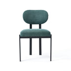 Set of Two Green and Black Chenille and Metal Partially Open Back Dining Side Chairs