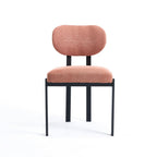 Set of Two Salmon and Black Chenille and Metal Partially Open Back Dining Side Chairs