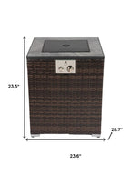 50000 Btu 24 Espresso Wicker Propane Rectangular Fire Pit