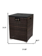 50000 Btu 22 Brown Wicker Propane Rectangular Fire Pit