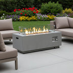 50000 Btu 42 Gray Steel Propane Rectangular Fire Pit with Cover