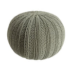 Green Cotton Cable Knit Round Pouf Ottoman - 20-inch