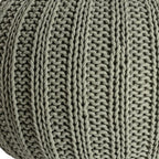 Green Cotton Cable Knit Round Pouf Ottoman - 20-inch