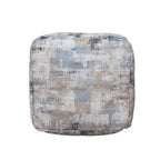 Blue Cotton Abstract Pouf Ottoman - 18-inch