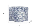Blue and White Cotton Floral Pouf Ottoman - 18-inch