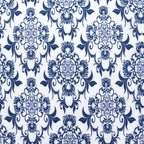 Blue and White Cotton Floral Pouf Ottoman - 18-inch