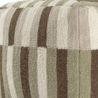 Brown Ivory and Khaki Brown Woven Geometric Pouf Ottoman - 18-inch