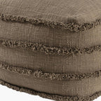 Brown Cotton Striped Pouf Ottoman - 18-inch