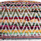 Natural and Rainbow Cotton Blend Chevron Pouf Ottoman - 18-inch
