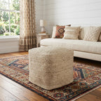 Natural Jute Pouf Ottoman - 18-inch