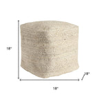 Natural Jute Pouf Ottoman - 18-inch