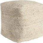 Natural Jute Pouf Ottoman - 18-inch