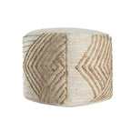 Natural and Off White Cotton Jute and Wool Geometric Cube Pouf Ottoman - 18-inch