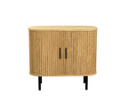 Natural Wood Ribbed Texture Sideboard with Two Sliding Doors - 35-inch