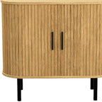 Natural Wood Ribbed Texture Sideboard with Two Sliding Doors - 35-inch