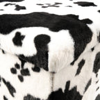 Black and White Faux Fur Cow Print Storage Ottoman - 12-inch