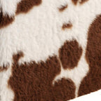 Brown and White Faux Fur Cow Print Storage Ottoman - 12-inch