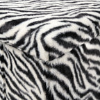 Black and White Faux Fur Zebra Storage Ottoman - 12-inch