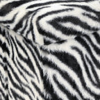 Black and White Faux Fur Zebra Storage Ottoman - 12-inch