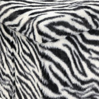 Black and White Faux Fur Zebra Storage Ottoman - 12-inch