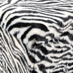 Black and White Faux Fur Zebra Storage Ottoman - 12-inch