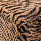 Black and Tan Faux Fur Tiger Storage Ottoman - 12-inch