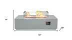 65000 Btu 52 Antiqued White Concrete Propane Rectangular Fire Pit with Cover