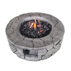 40000 Btu 28 Gray Concrete Propane Round Fire Pit with Cover