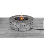 40000 Btu 28 Gray Concrete Propane Round Fire Pit with Cover
