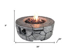 40000 Btu 28 Gray Concrete Propane Round Fire Pit with Cover