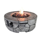 40000 Btu 28 Gray Concrete Propane Round Fire Pit with Cover