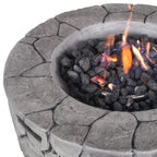 40000 Btu 28 Gray Concrete Propane Round Fire Pit with Cover