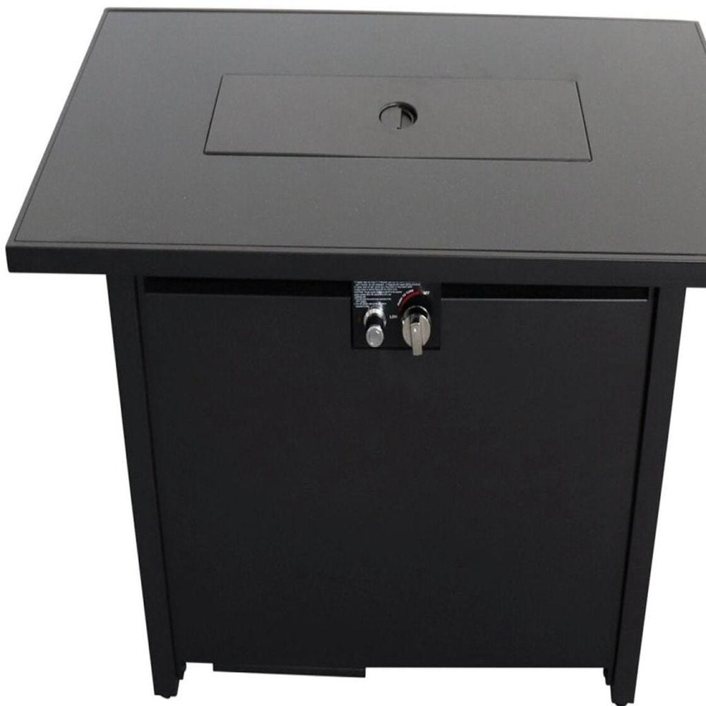 40000 Btu 42 Black Steel Propane Rectangular Fire Pit with Cover