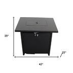 40000 Btu 42 Black Steel Propane Rectangular Fire Pit with Cover