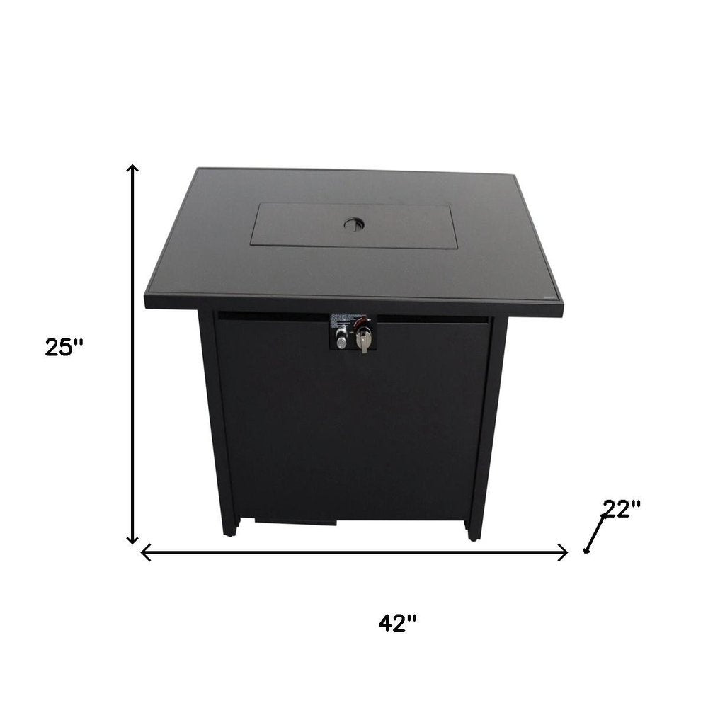 40000 Btu 42 Black Steel Propane Rectangular Fire Pit with Cover