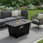 40000 Btu 42 Black Steel Propane Rectangular Fire Pit with Cover
