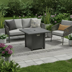 50000 Btu 30 Black Steel Propane Square Fire Pit with Cover
