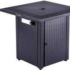 50000 Btu 28 Black Steel Propane Square Fire Pit with Cover