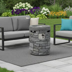 32000 Btu 26 Gray Magnesium Oxide Propane Round Fire Pit with Cover