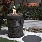 32000 Btu 26 Gray Magnesium Oxide Propane Round Fire Pit with Cover