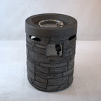 32000 Btu 26 Gray Magnesium Oxide Propane Round Fire Pit with Cover