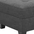 Gray and Black Solid Wood and Linen Tufted Storage Ottoman - 26-inch