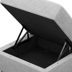 Gray and Black Solid Wood and Linen Tufted Storage Ottoman - 26-inch