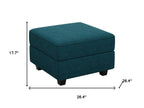 Teal Blue and Black Solid Wood and Microfiber Storage Ottoman - 26-inch