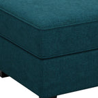 Teal Blue and Black Solid Wood and Microfiber Storage Ottoman - 26-inch