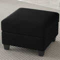 Black Velvet Storage Ottoman - 25-inch