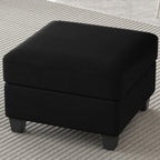 Black Velvet Storage Ottoman - 25-inch