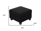 Black Velvet Storage Ottoman - 25-inch